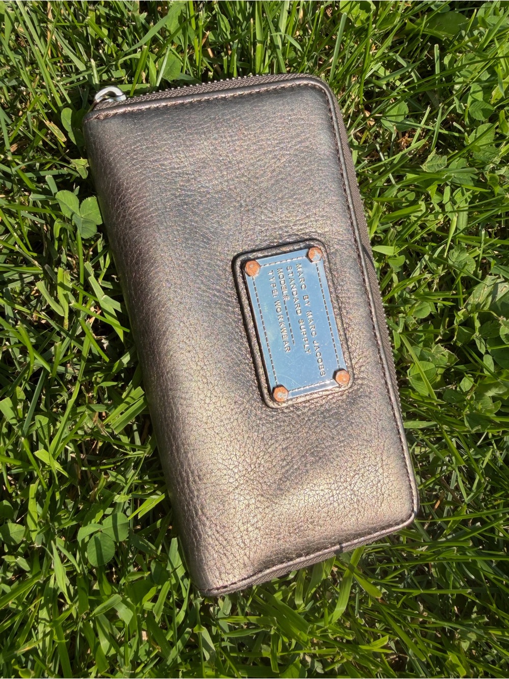 Marc by Marc Jacobs Brown Metallic Leather Zip Wallet